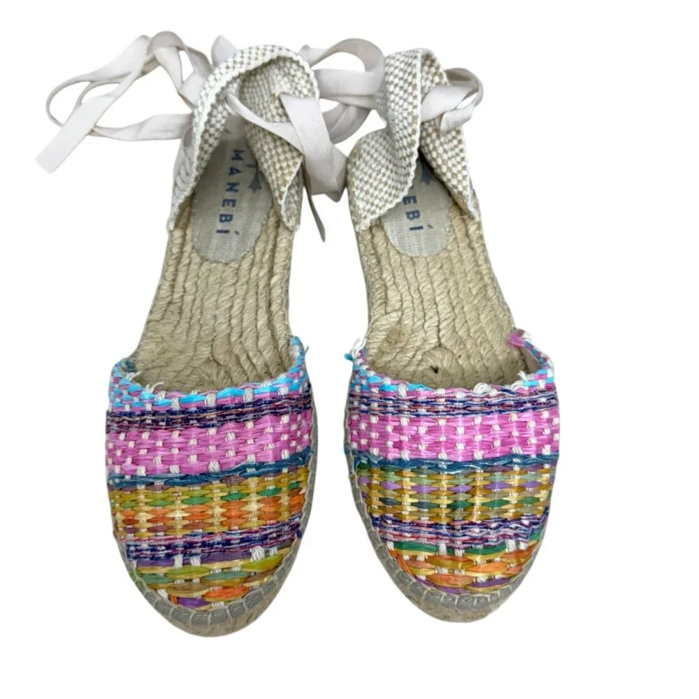 Manebi Yute Tie Raffia Espadrille Women's Sandals size 7.5